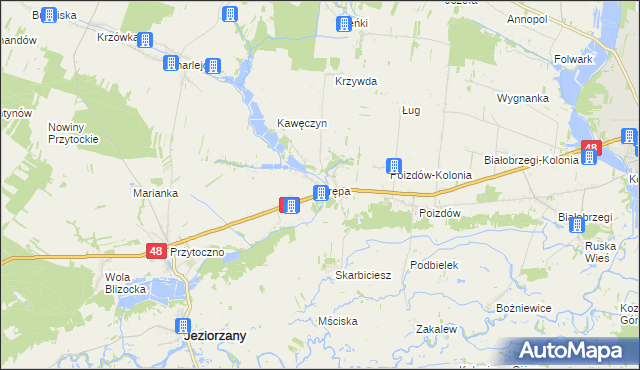 mapa Krępa gmina Jeziorzany, Krępa gmina Jeziorzany na mapie Targeo