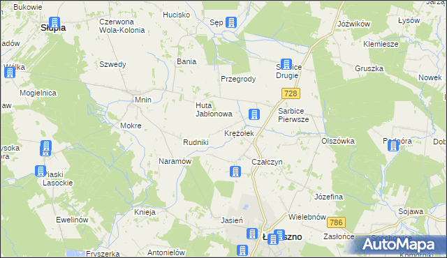 mapa Krężołek, Krężołek na mapie Targeo