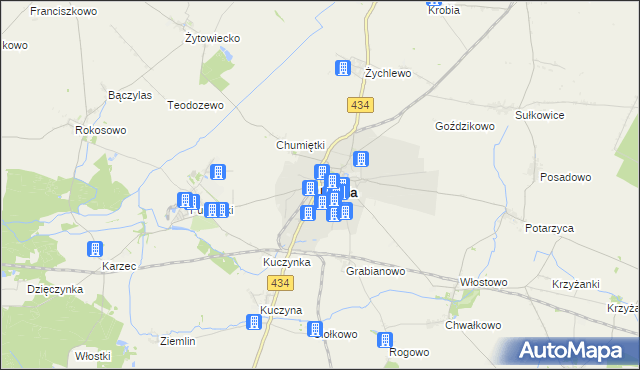 mapa Krobia powiat gostyński, Krobia powiat gostyński na mapie Targeo