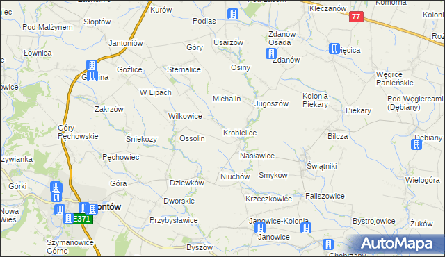 mapa Krobielice, Krobielice na mapie Targeo