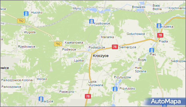 mapa Kroczyce, Kroczyce na mapie Targeo