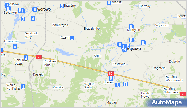 mapa Króle gmina Wąsewo, Króle gmina Wąsewo na mapie Targeo