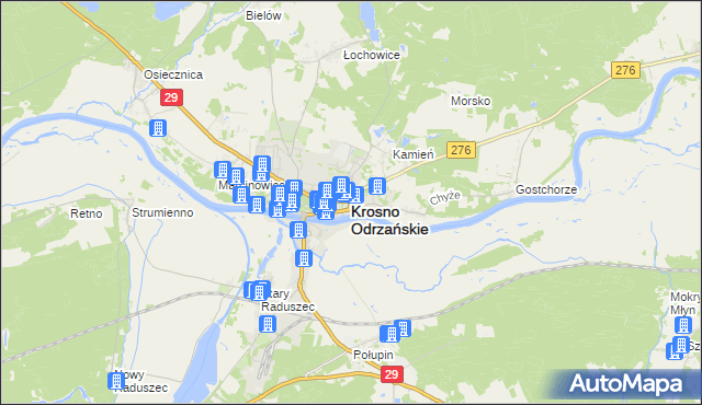 mapa Krosno Odrzańskie, Krosno Odrzańskie na mapie Targeo