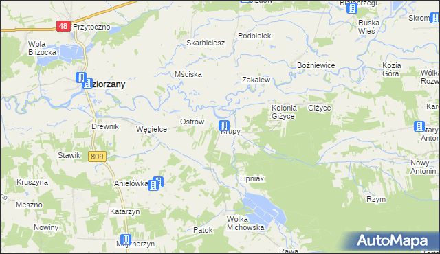 mapa Krupy gmina Michów, Krupy gmina Michów na mapie Targeo