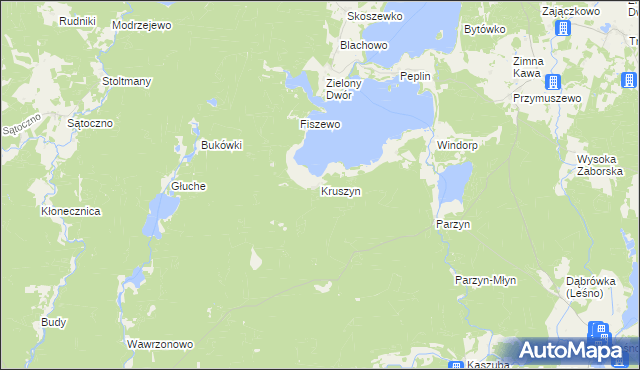 mapa Kruszyn gmina Brusy, Kruszyn gmina Brusy na mapie Targeo
