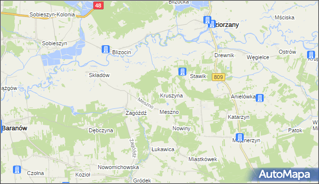 mapa Kruszyna gmina Michów, Kruszyna gmina Michów na mapie Targeo