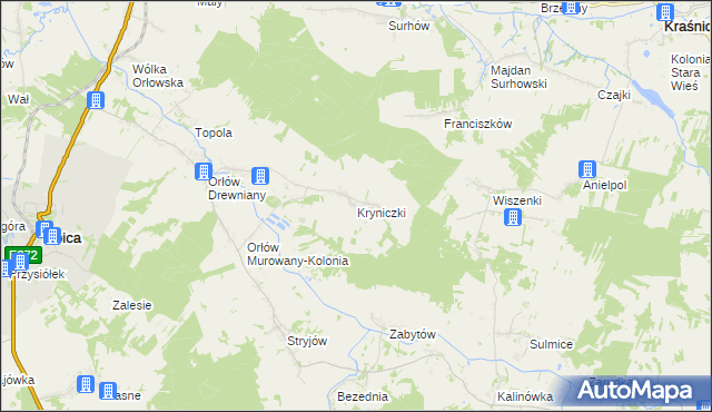 mapa Kryniczki, Kryniczki na mapie Targeo
