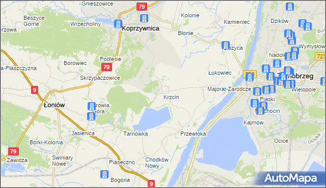 mapa Krzcin, Krzcin na mapie Targeo