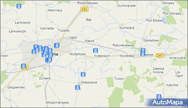 mapa Krzepiszyn gmina Kcynia, Krzepiszyn gmina Kcynia na mapie Targeo