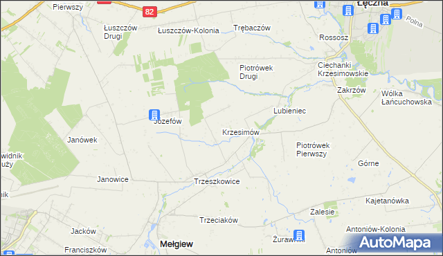 mapa Krzesimów, Krzesimów na mapie Targeo