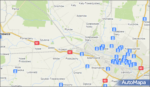 mapa Krzesinówek, Krzesinówek na mapie Targeo