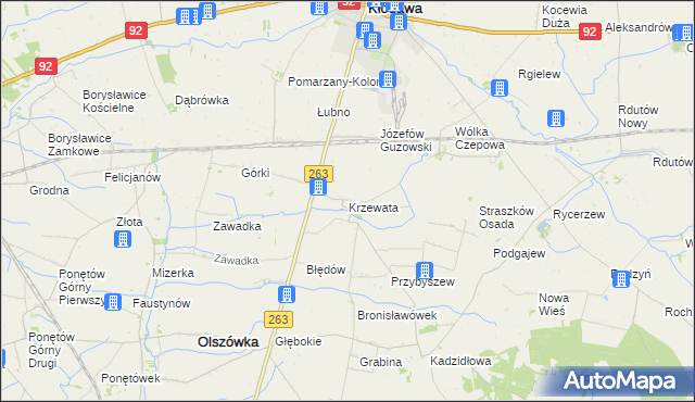 mapa Krzewata, Krzewata na mapie Targeo