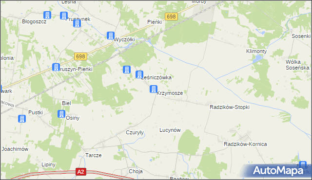 mapa Krzymosze, Krzymosze na mapie Targeo