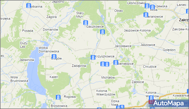 mapa Krzyszkowice gmina Przytyk, Krzyszkowice gmina Przytyk na mapie Targeo