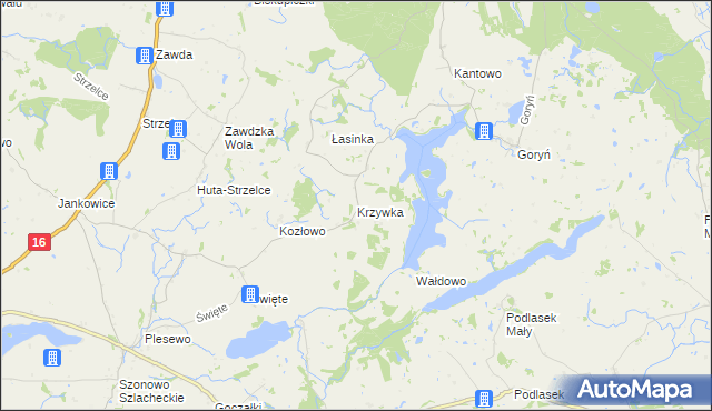 mapa Krzywka, Krzywka na mapie Targeo