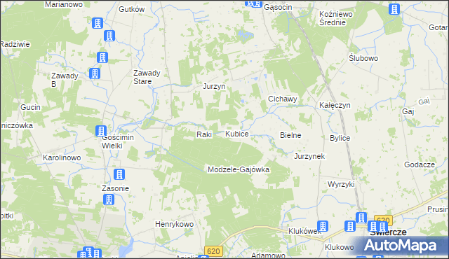 mapa Kubice gmina Nowe Miasto, Kubice gmina Nowe Miasto na mapie Targeo