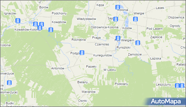 mapa Kunegundów, Kunegundów na mapie Targeo