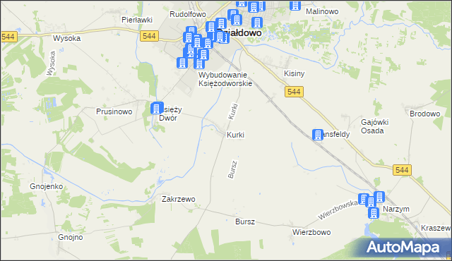 mapa Kurki gmina Działdowo, Kurki gmina Działdowo na mapie Targeo