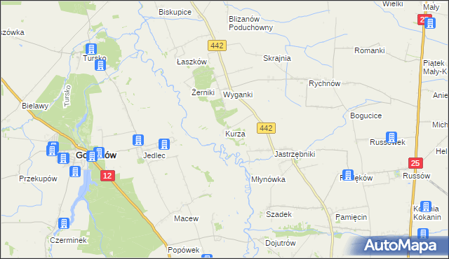 mapa Kurza, Kurza na mapie Targeo