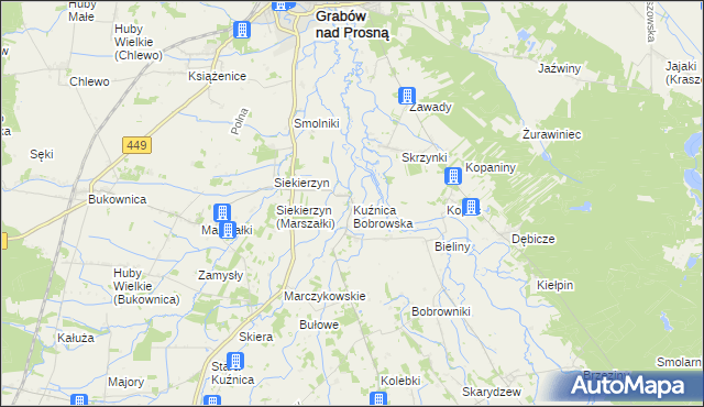 mapa Kuźnica Bobrowska, Kuźnica Bobrowska na mapie Targeo