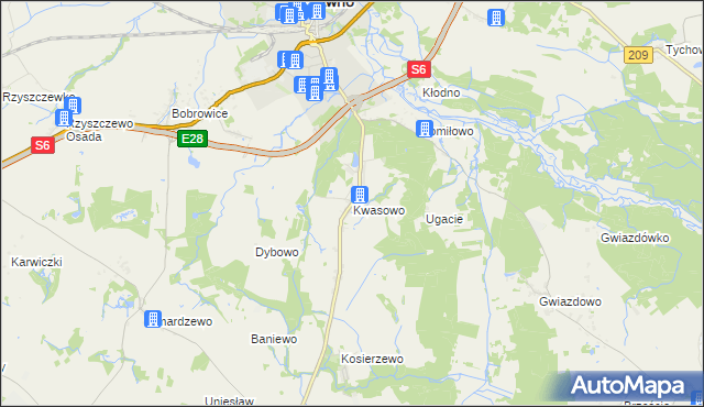 mapa Kwasowo, Kwasowo na mapie Targeo