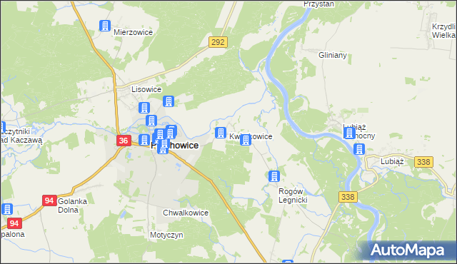 mapa Kwiatkowice gmina Prochowice, Kwiatkowice gmina Prochowice na mapie Targeo