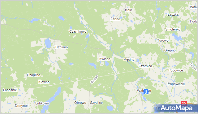 mapa Kwisno, Kwisno na mapie Targeo