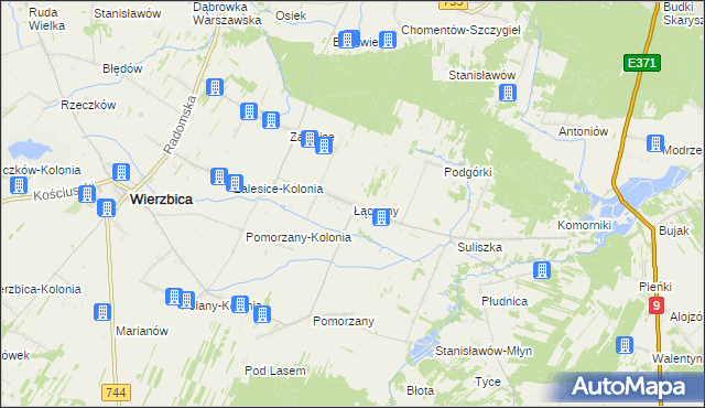 mapa Łączany gmina Wierzbica, Łączany gmina Wierzbica na mapie Targeo