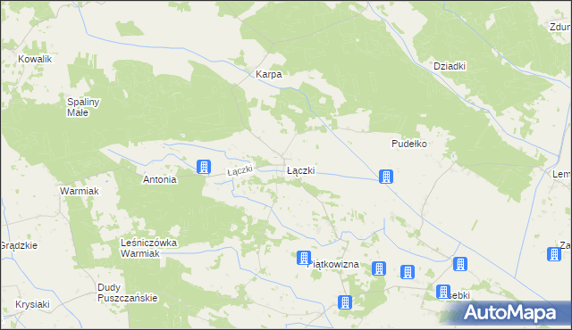 mapa Łączki gmina Łyse, Łączki gmina Łyse na mapie Targeo