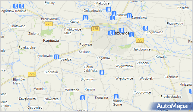 mapa Łaganów, Łaganów na mapie Targeo
