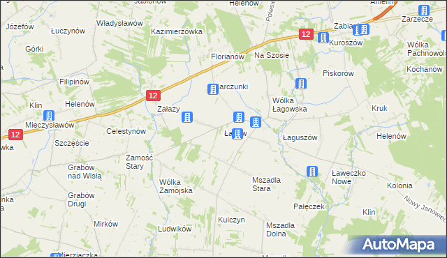 mapa Łagów gmina Przyłęk, Łagów gmina Przyłęk na mapie Targeo