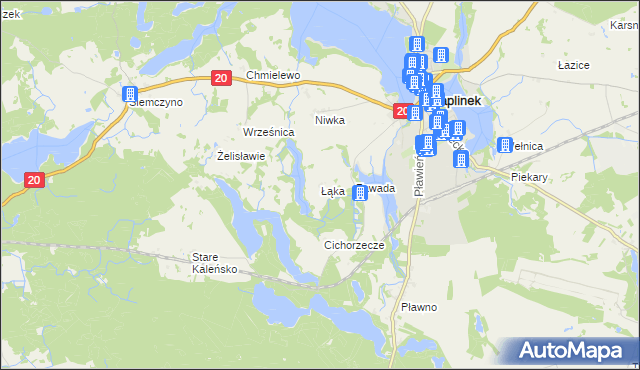 mapa Łąka gmina Czaplinek, Łąka gmina Czaplinek na mapie Targeo