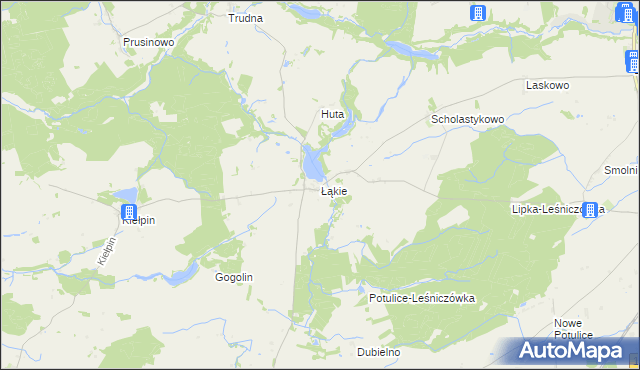 mapa Łąkie gmina Lipka, Łąkie gmina Lipka na mapie Targeo