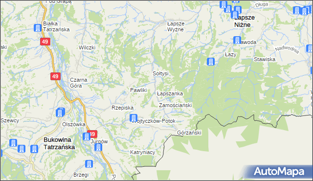 mapa Łapszanka, Łapszanka na mapie Targeo