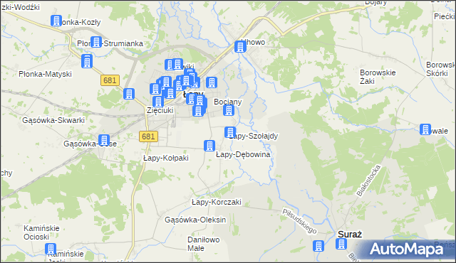 mapa Łapy-Szołajdy, Łapy-Szołajdy na mapie Targeo