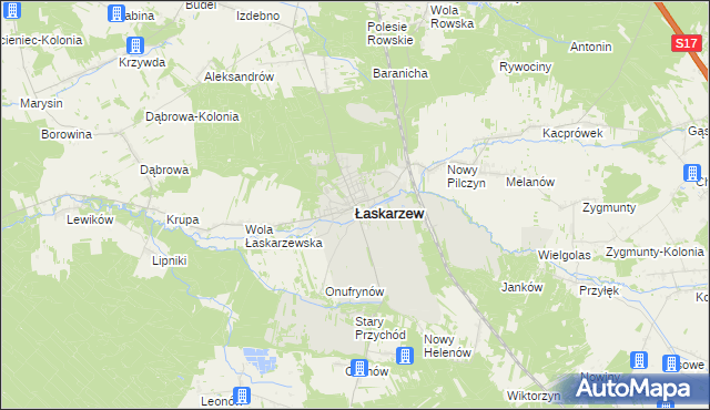 mapa Łaskarzew, Łaskarzew na mapie Targeo
