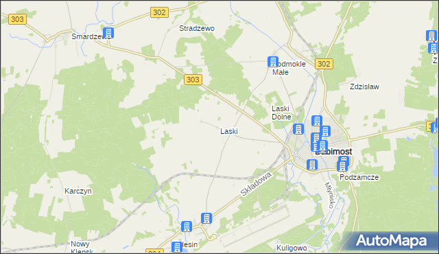 mapa Laski gmina Babimost, Laski gmina Babimost na mapie Targeo