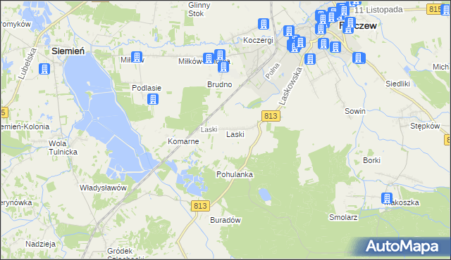 mapa Laski gmina Parczew, Laski gmina Parczew na mapie Targeo