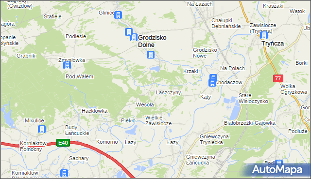 mapa Laszczyny, Laszczyny na mapie Targeo