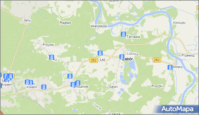 mapa Łaz gmina Zabór, Łaz gmina Zabór na mapie Targeo