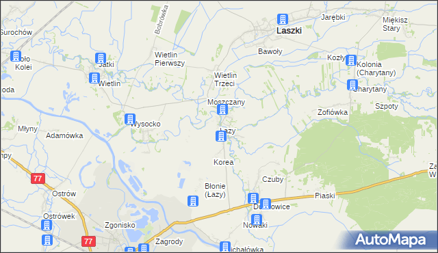 mapa Łazy gmina Radymno, Łazy gmina Radymno na mapie Targeo
