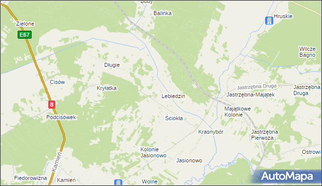 mapa Lebiedzin gmina Sztabin, Lebiedzin gmina Sztabin na mapie Targeo