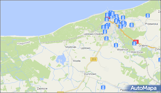 mapa Lędowo gmina Ustka, Lędowo gmina Ustka na mapie Targeo