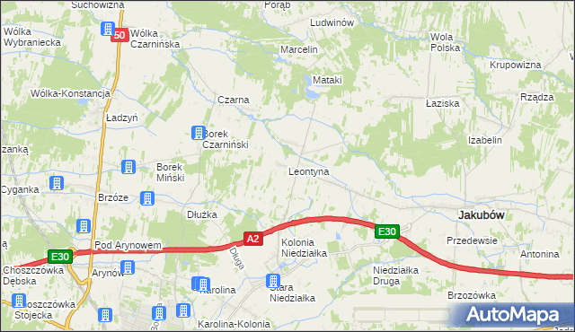 mapa Leontyna, Leontyna na mapie Targeo
