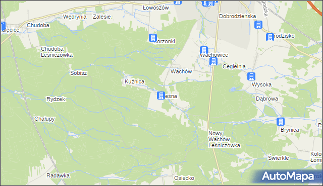 mapa Leśna gmina Olesno, Leśna gmina Olesno na mapie Targeo