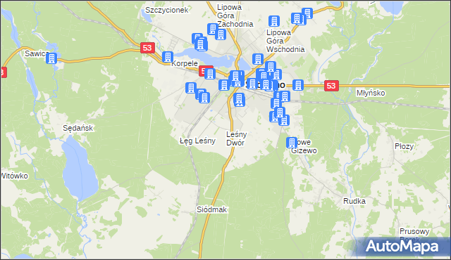 mapa Leśny Dwór gmina Szczytno, Leśny Dwór gmina Szczytno na mapie Targeo