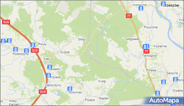 mapa Łętownia gmina Jeżowe, Łętownia gmina Jeżowe na mapie Targeo