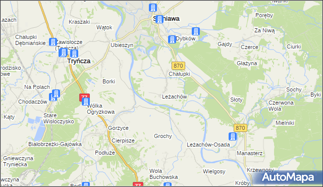mapa Leżachów, Leżachów na mapie Targeo