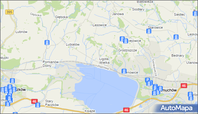 mapa Ligota Wielka gmina Otmuchów, Ligota Wielka gmina Otmuchów na mapie Targeo