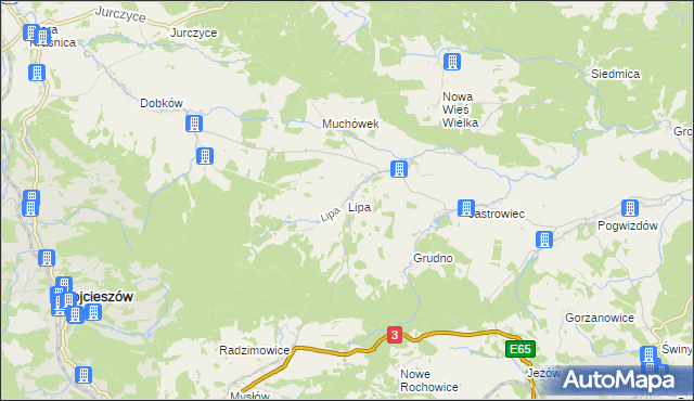 mapa Lipa gmina Bolków, Lipa gmina Bolków na mapie Targeo